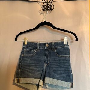 Aero High Rise Midi Denim Shorts